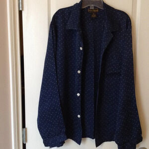 Boulevard Club Men's Silk Pajama Top Blue Size Lg Sleepwear